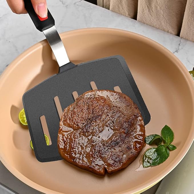 Tenta tenta kitchen Silicone Fish Spatula Turner Wide Pancake Spatulas for Nonstick Cookware Pans Omelette Egg Spatula 600°F Heat-Resistant Kitchen Silicone Utensils