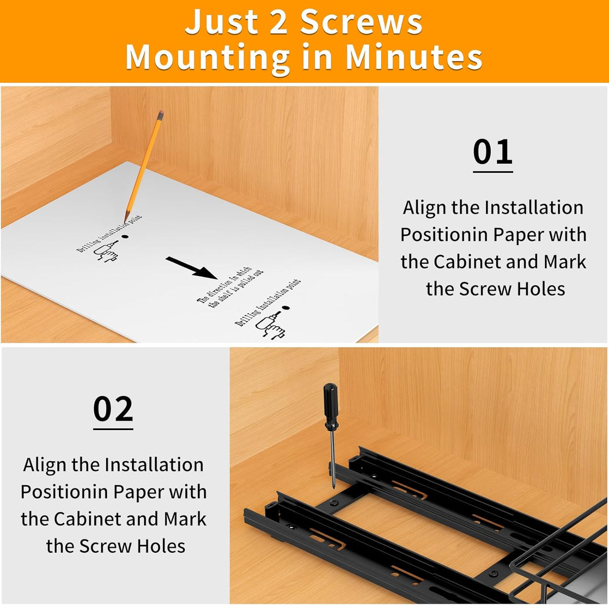 Pull Out Spice Rack Organizer for Cabinet, Heavy Duty Slide Out Spice Rack Organizer for Kitchen Cabinets and Pantry, Fits Spices, Sauces, Canned Food (4.5''Wx10.5''Dx2.5''H)