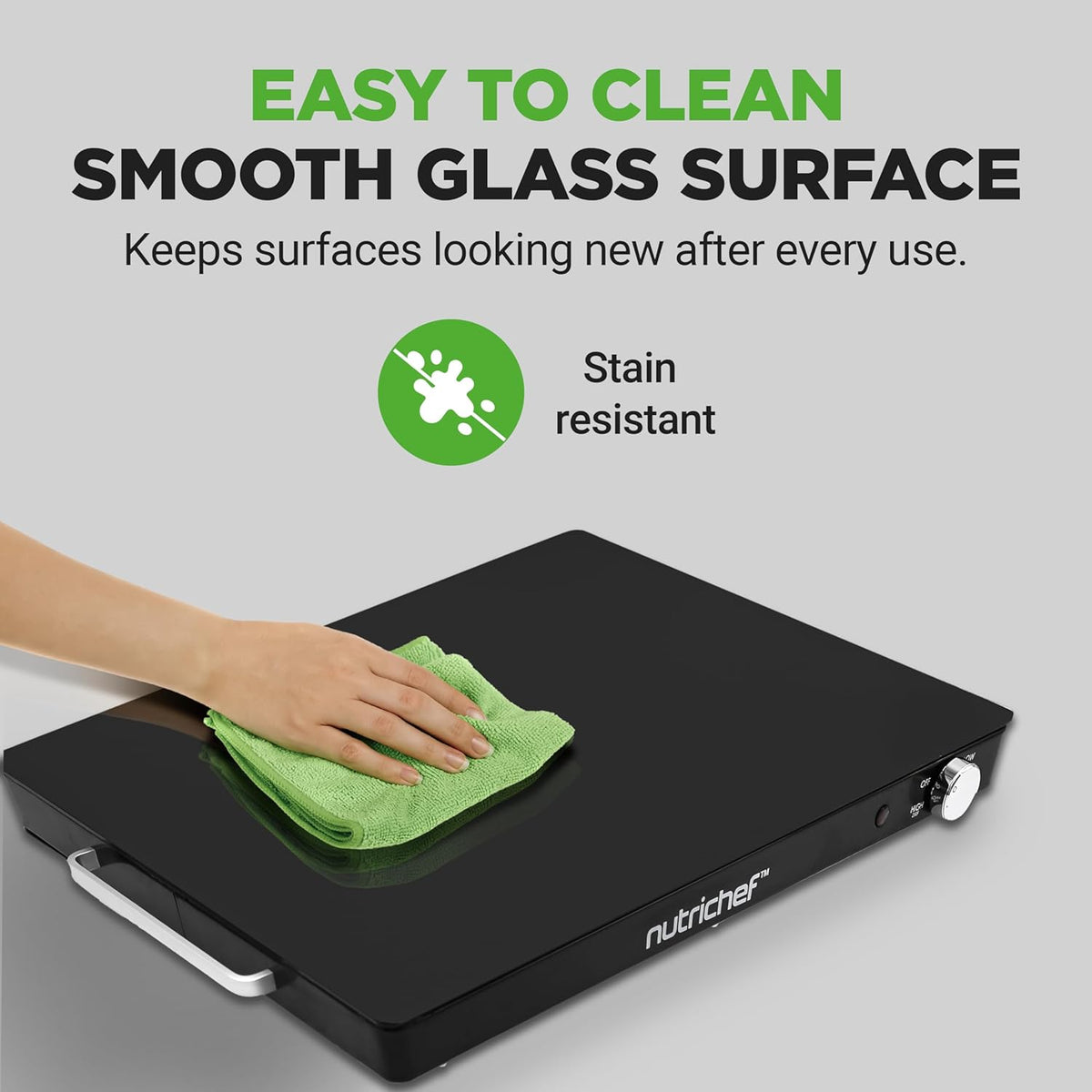 NutriChef Electric Warming Tray | Glass Surface Hot Serving Tray | Adjustable Temperature 140°F to 230°F | Energy Efficient & Space Saving | Perfect for Buffets,Parties & More | 21.2 x 16.5 IN | Black