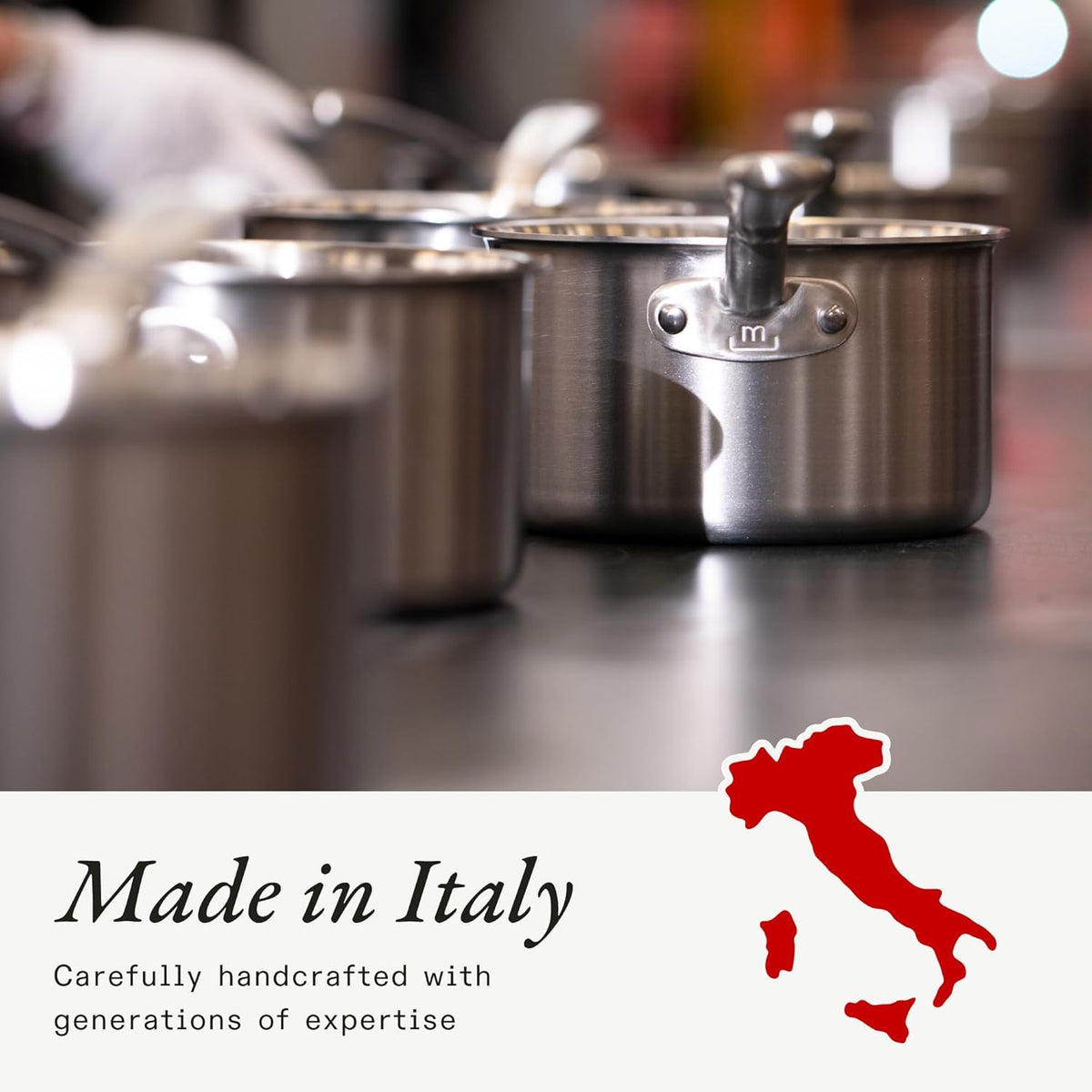 Made In Cookware - 3 Quart Stainless Steel Saucier Pan - 5 Ply Stainless Clad - Professional Cookware - Crafted in Italy - Induction Compatible