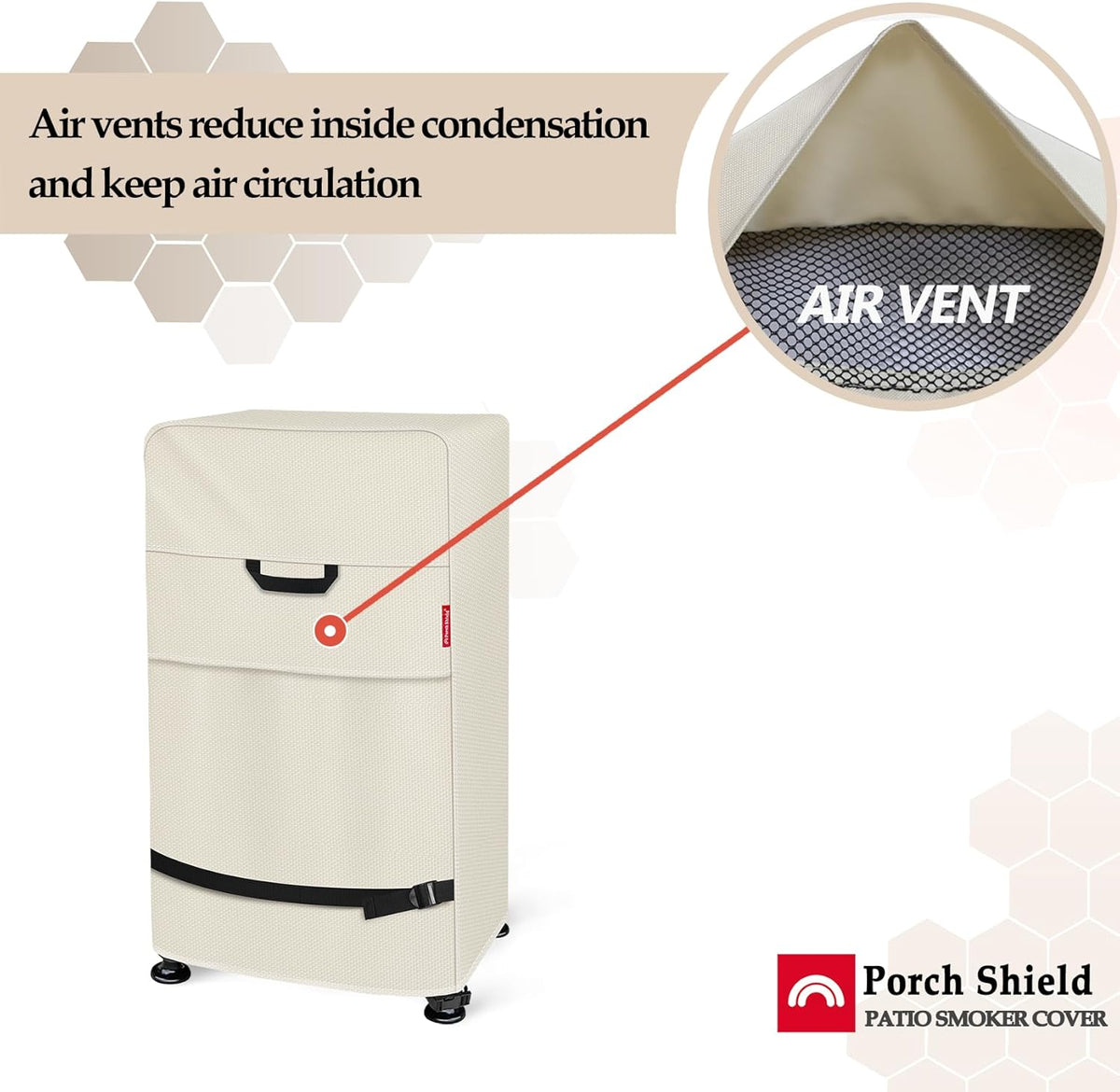 Porch Shield 40 Inch Electric Smoker Cover for Masterbuilt Smoker, Waterproof Heavy Duty Outdoor Smoker Grill Covers 24W x 18D x 40H inch, Beige