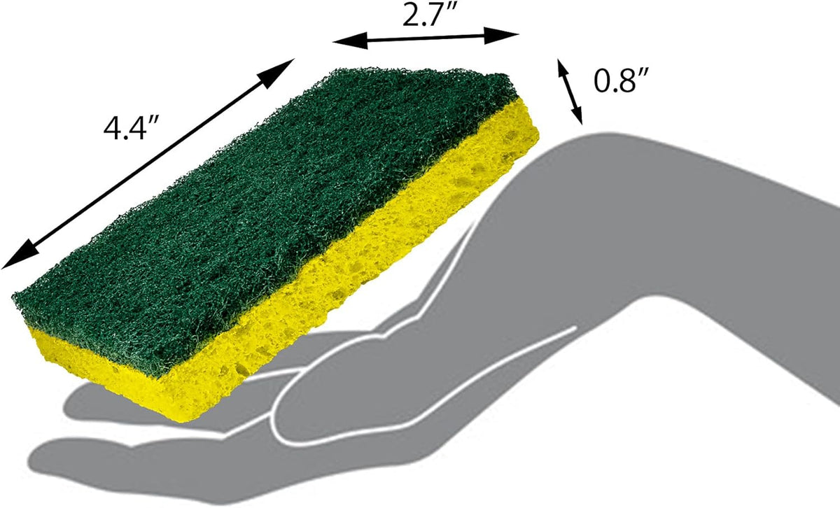 Amazon Basics Cleaning Sponges, Multipurpose, Heavy Duty Scrub Sponges, Yellow/Green, 6-Pack