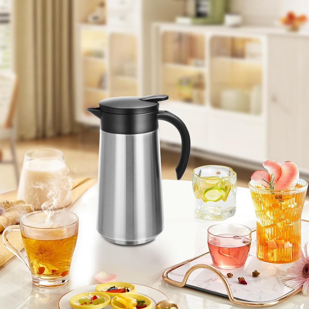 28oz Thermal Coffee Carafe Insulated Coffee Pot, Small Stainless Steel Coffee Carafes For Keeping Hot, Double Walled Insulated Vacuum Flask Pot for Tea Hot Water Coffee Beverage