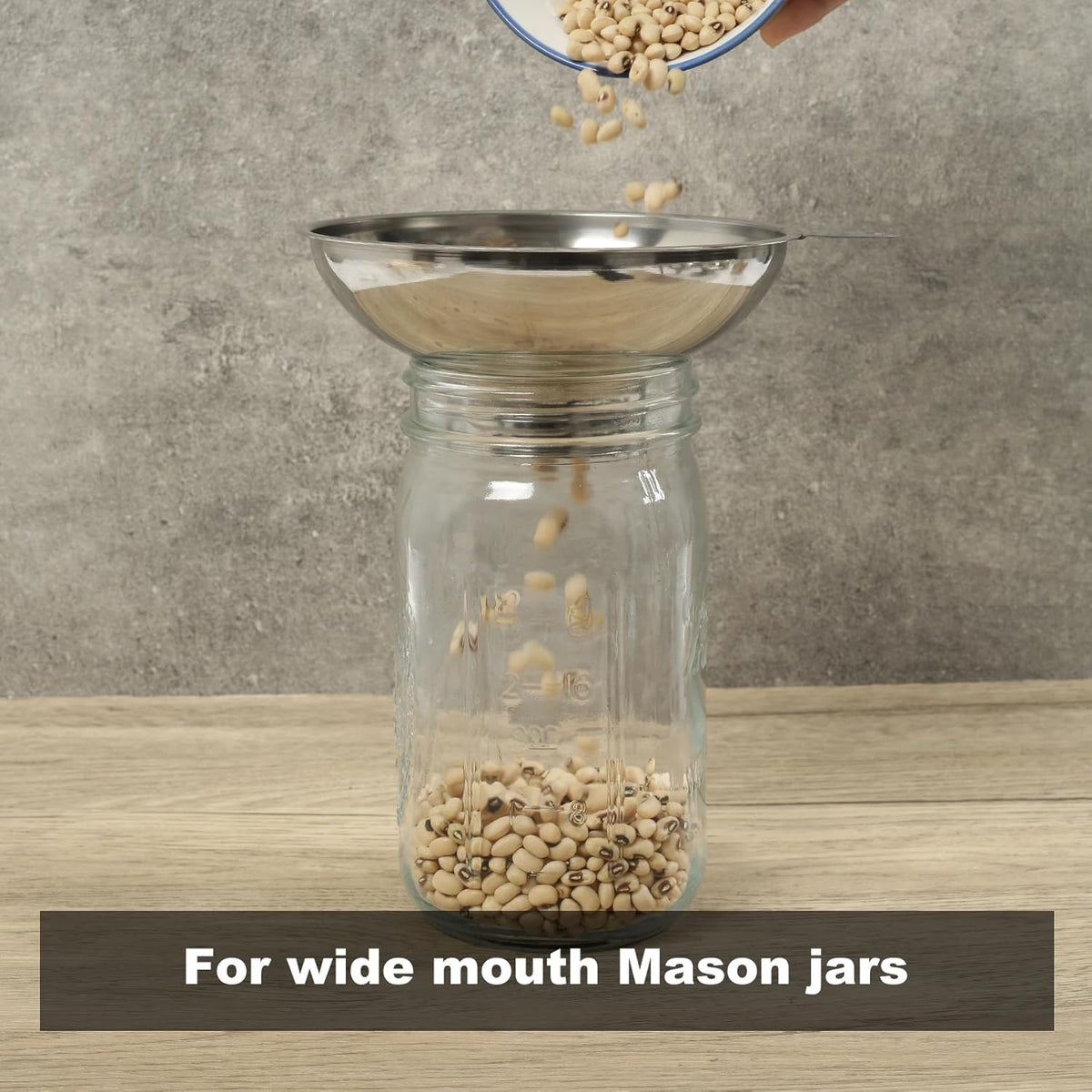 5.7 Inch X 2.78 Inch Mouth Metal Canning Funnel for Wide Mouth Mason Jars - Stainless Steel Wide Mouth Funnel for Kitchen Filling(Wide-mouth funnel without filter)