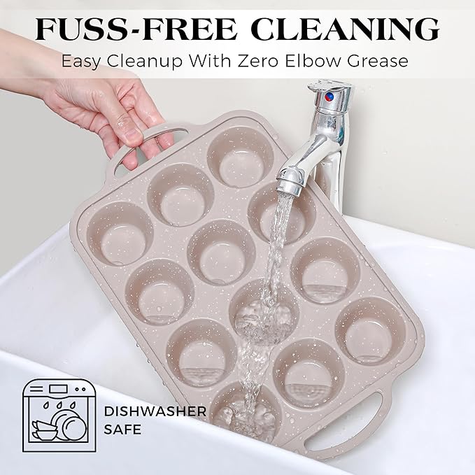 8 Pcs Baking Pans Set, Silicone Bakeware Sets with Metal Reinforced Frame, Nonstick Stackable Carbon Steel Non Toxic Baking Sets for Cooking (Brown)