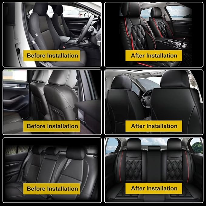 AOMSAZTO Car Seat Covers,Full Set 5 Seats Custom Fit for Honda CR-V 2015-2025 2026,Leather Car Seat Cover Seat Cushion Protector,Airbag Compatible Waterproof Black