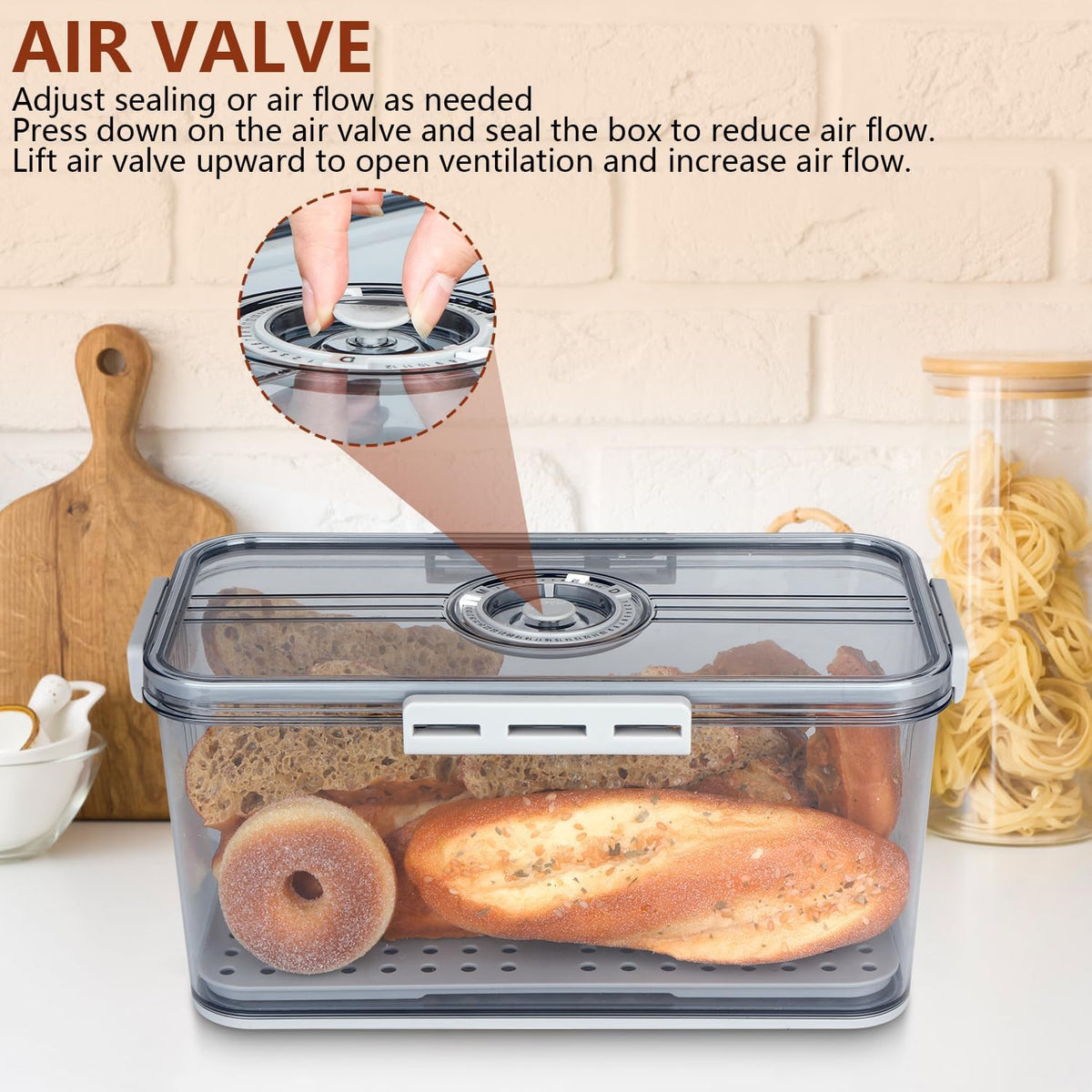 Airtight Bread Box for Kitchen Countertop,Plastic Bread Container,Bread Storage,Breadbox,Bread Storage for Homemade Bread,Fresh Bread Storage Container,Clear Bread Boxes,Bread Containers Storage