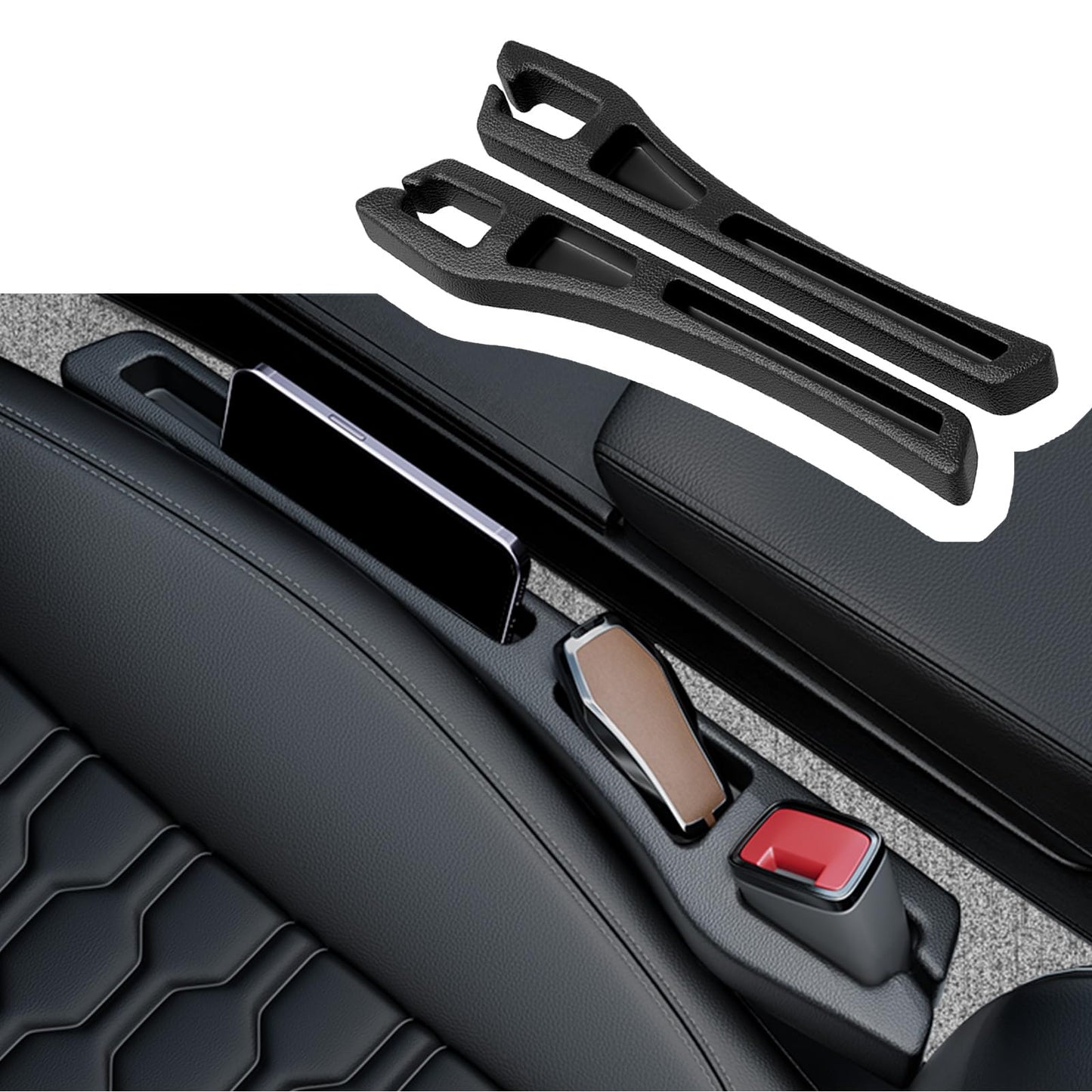 YGDMD 2PCS Car Seat Gap Filler Organizer,2 in 1 Car Gap Filler (Black)