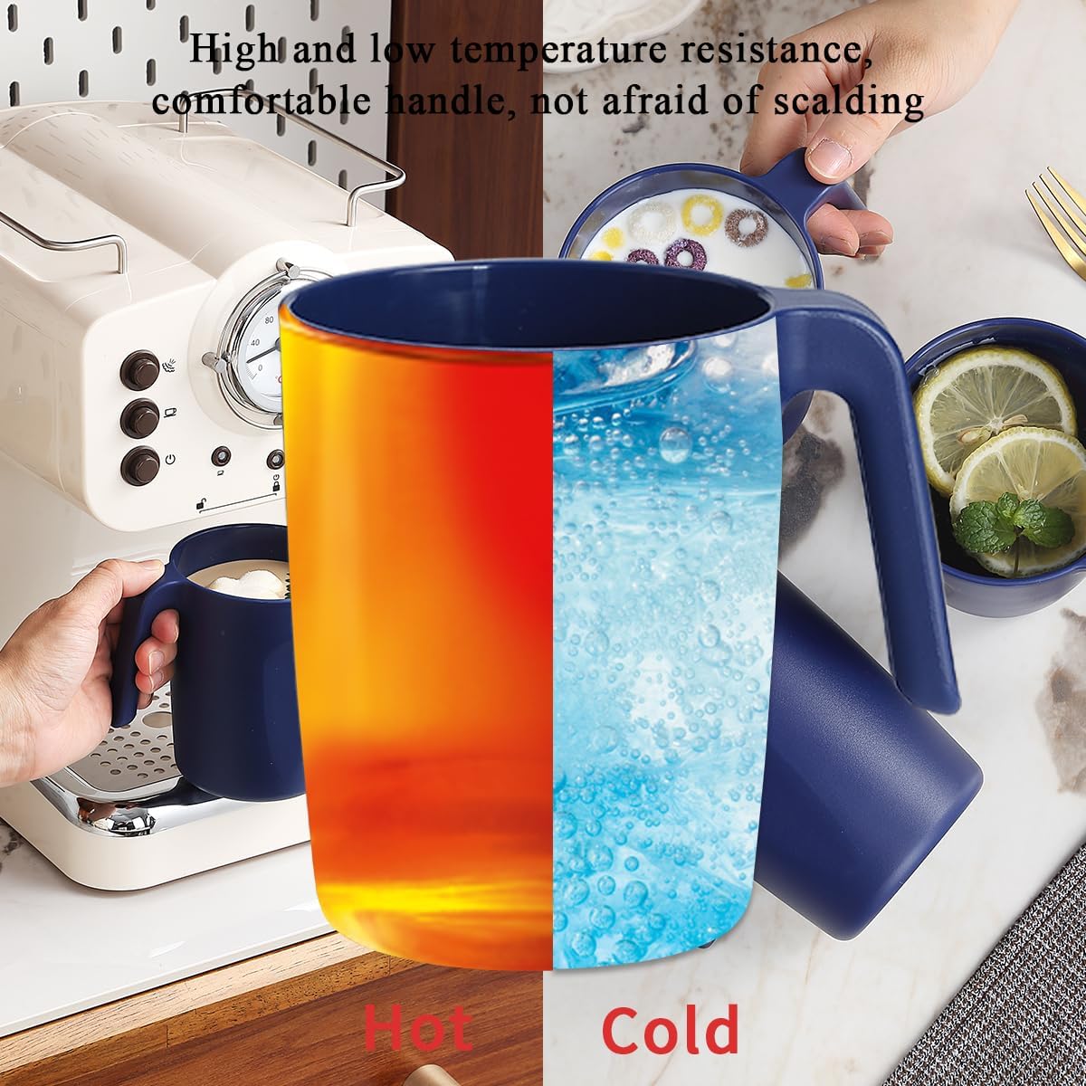 Kyraton Plastic Mug Set 12 Pieces, EURO Blue Unbreakable And Reusable Light Weight Travel Coffee Mugs Espresso Cups Easy to Carry And Clean, Dishwasher Safe
