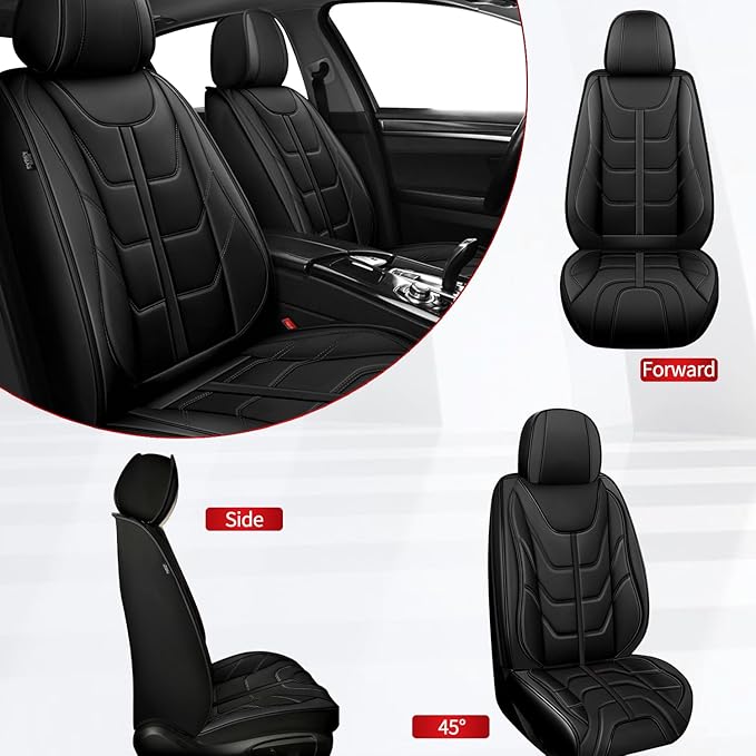 TTX LIGHTING Car Seat Covers fit for Chevrolet Camaro 2000-2024 Front Seat: Premium Leather Automotive Seat Cover with Airbag Compatible Waterproof (2 Seats, Black)
