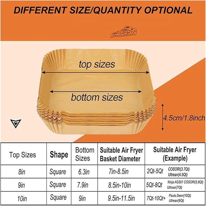 Large Air Fryer Disposable Paper Liners Nonstick 23cm Oven Airfryer Parchment Baking Paper ,Compatible For Ninja,Compatible For COSORI ,Grill Cooking Basket(20cm round,100 Pcs)