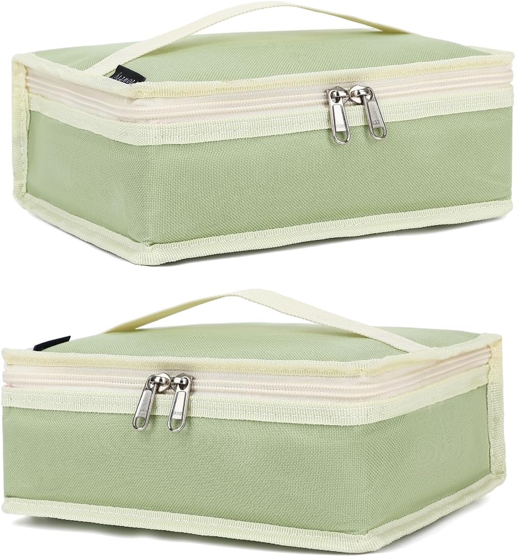 FlowFly Small Insulated Lunch box Portable Soft Bag Mini Cooler Thermal Meal Tote Kit with Handle for Work & School, Light Matcha