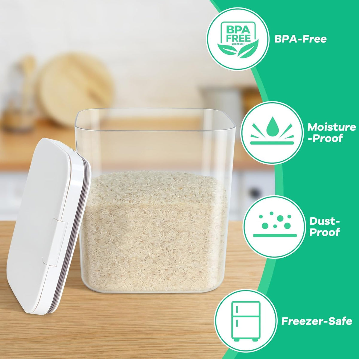 2 Pack Flour and Sugar Storage Containers with One-Press Flip-up Lid, 2.1Qt + 4.75 Qt Food Storage Container for Rice, Nuts, Snack, Dog Treat, Laundry Room, Kitchen Organization