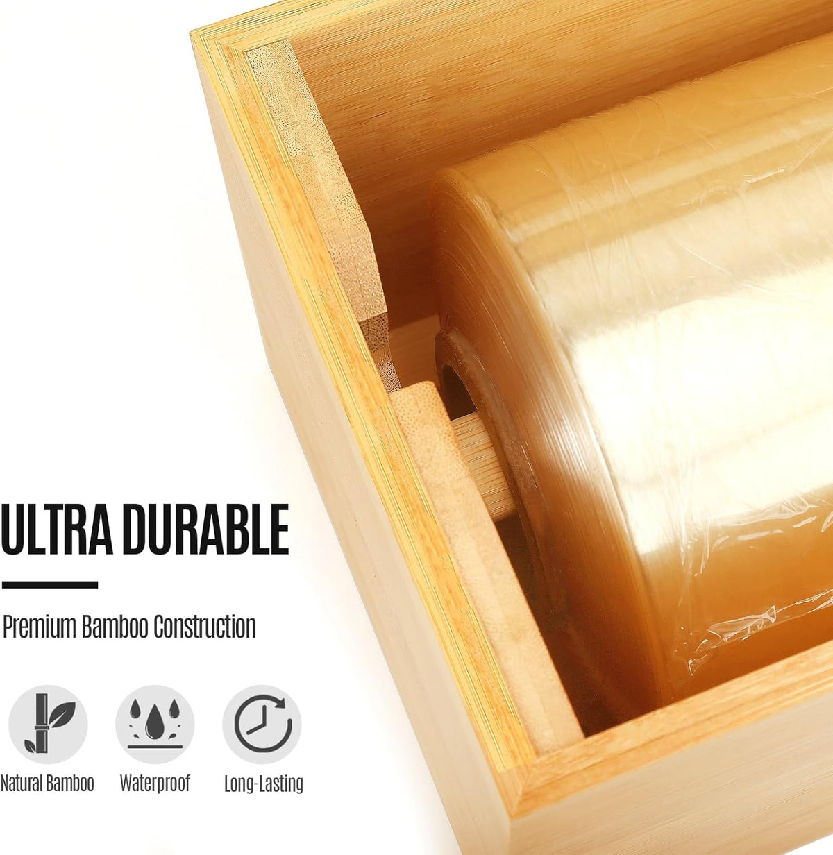 18 Inch Commercial Plastic Wrap Dispenser with Cutter & Roller - Heavy Duty 3000ft Film & 1000ft Foil Holder - Fits Butcher, Freezer, Kraft Paper for Restaurant Kitchen Food Service
