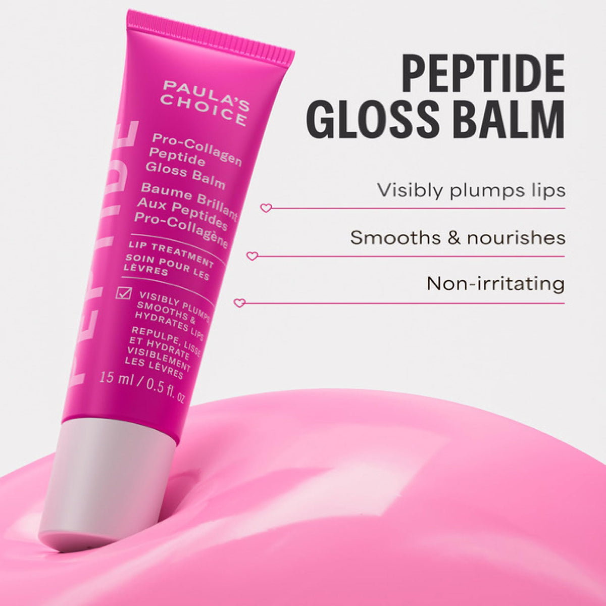 Paula's Choice Pro-Collagen Peptide Gloss Lip Balm, Sheer Pink, 0.5 Fl Oz