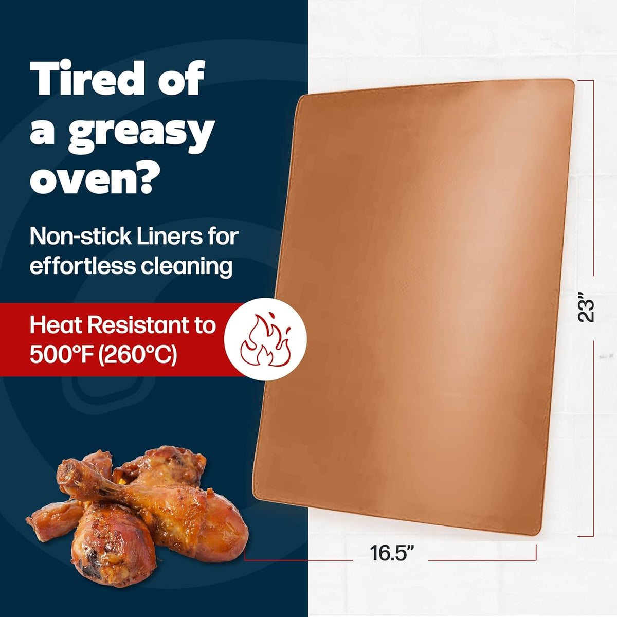 Cooks Innovations Non-Stick Oven Protector Mat - 2 Heavy Duty Nonstick Rack Liners to Protect Convection, Electric, Gas & Microwave Ovens - BPA & PFOA Free Heat Resistant Baking Mat