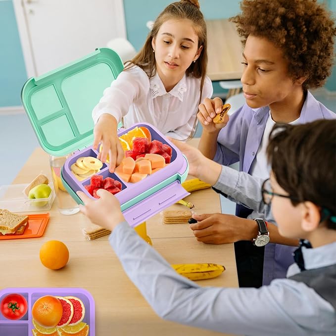 Prints Leak-Proof XL Lunch Box - Reusable 3-Compartment Containers Bento Box for meal Prepping;5-Cup Capacity for Adults & Ages 8+, BPA-Free, Dishwasher Safe (Green - Mermaids Sea)