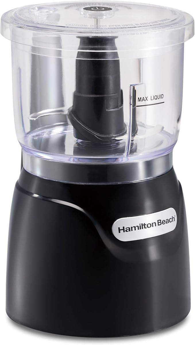 Hamilton Beach Electric Vegetable Chopper & Mini Food Processor, 3-Cup, 350 Watts, for Dicing, Mincing, and Puree, Black (72850)
