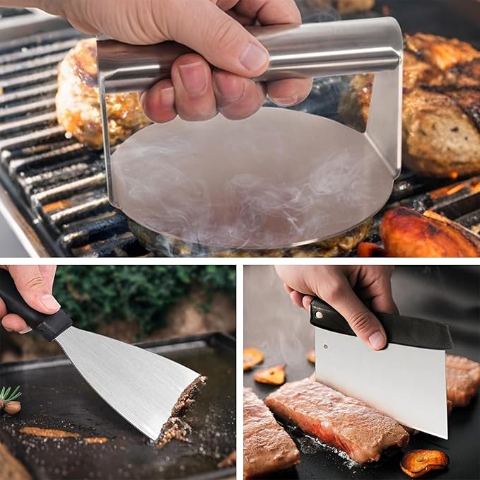 Stainless Steel Spatula Set, Amafox 5-Piece Grill Spatula Set with Full Tang Handle- Flat BBQ Grill Griddle Accessories- Spatula Pancake Flipper Hamburger Turner