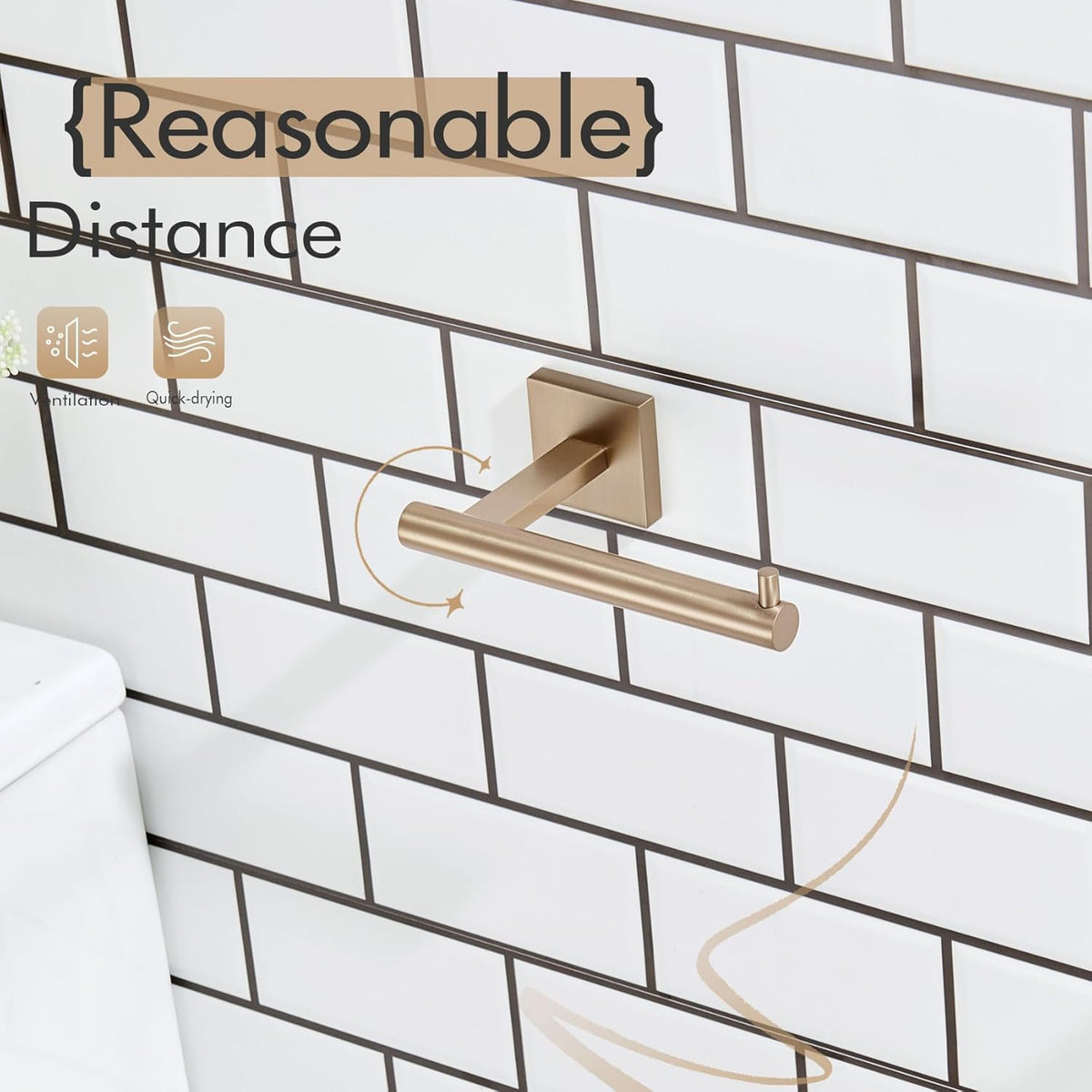 KOKOSIRI Toilet Paper Holder Champagne Bronze Toilet Roll Holder Hold Mega Rolls Kitchen Bathroom Tissue Paper Dispenser Stainless Steel, B2005CPG