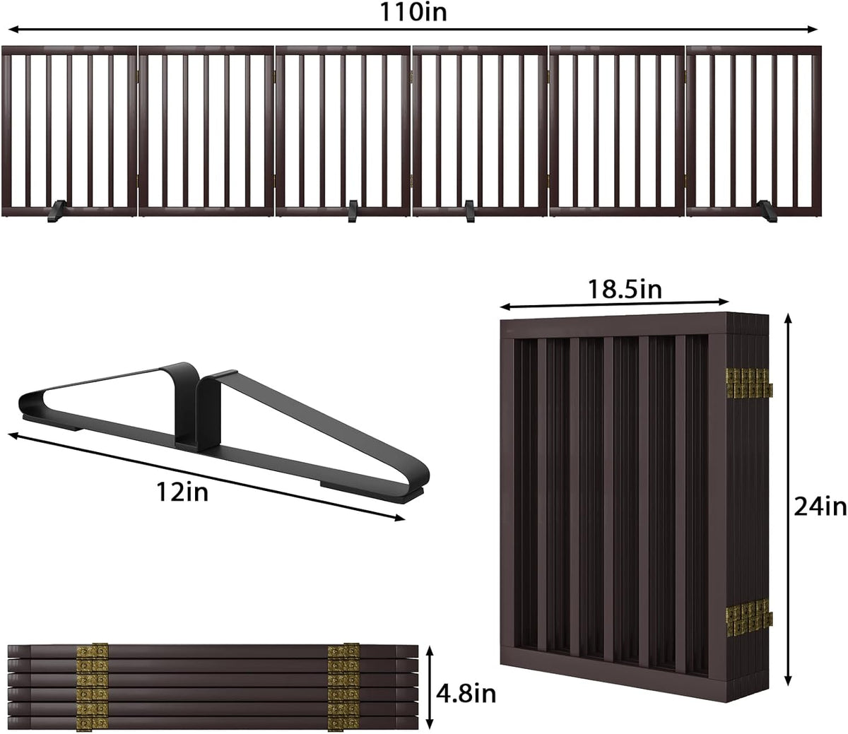 Freestanding Pet Gate 55-110" Extre Wide, Foldable Dog Gate for The Doorways House, Pet Gates for Dogs, Doogie Puppy Fence Gate