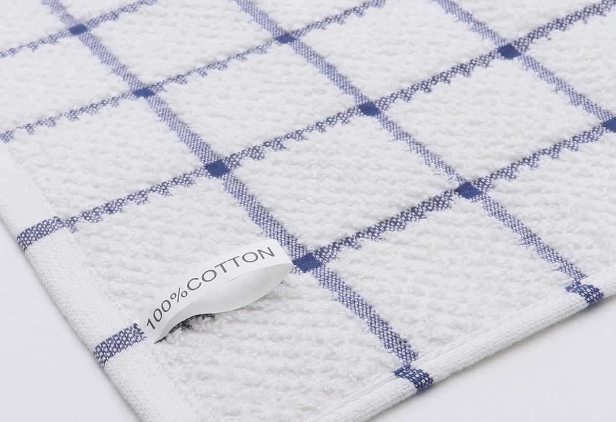 Cotton Dish Towels for Kitchen, Terry Dish Cloths for Washing Dishes, 12 x 12 Inches, Light and Soft, Quick Drying Dish Rags for Cleaning, 8pc/Set (Blue)