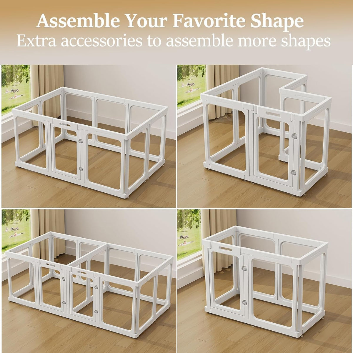 Clear Acrylic Dog Playpen with Door, for Puppy Cat Rabbit Transparent Pet Pen, Dog Playpen Indoor, Dog Fence, Easy Assemble & Cleaning Dog Pen for Small & Medium Dogs (29.5“ Height, 14PCS)