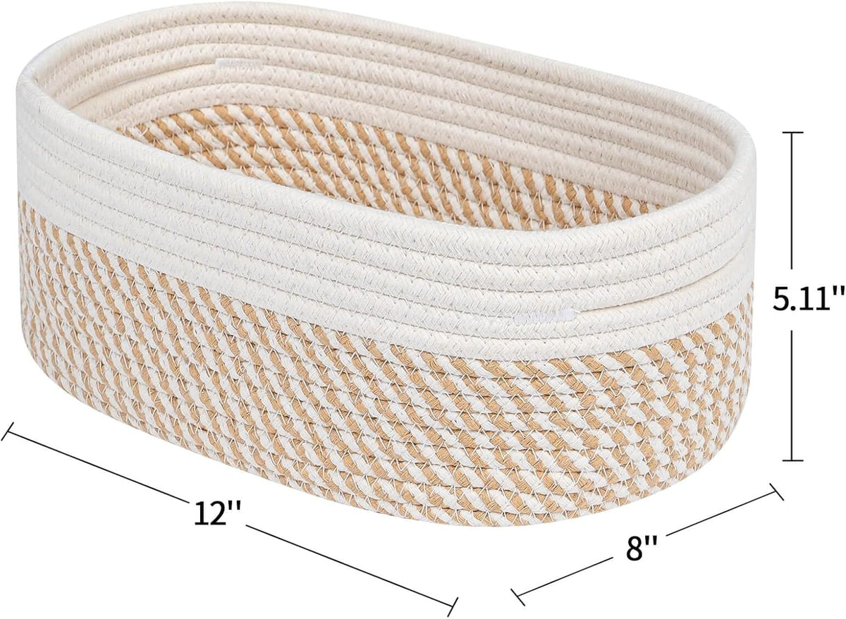 CubesLand Small Storage Baskets for Shelves, Closet Organization Storage Bins Empty Gift Basket 3 Packs Baby Nursery Woven Baskets for Organizing, Rectangular Clothes Closet Shelves Baskets