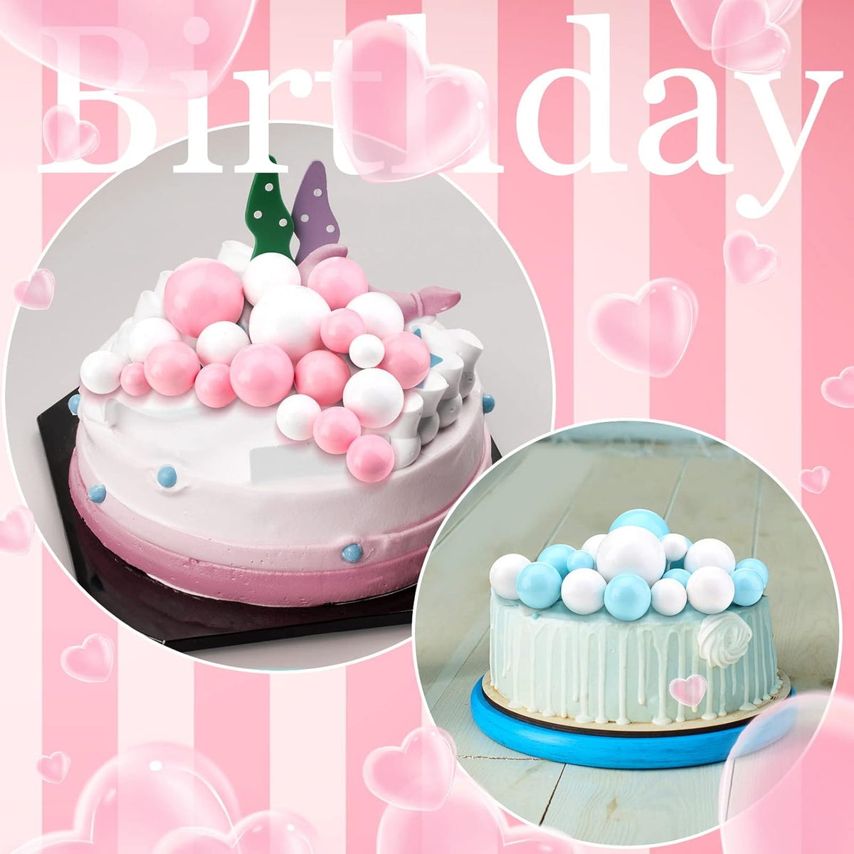 108 Pcs Balls Cake Topper DIY Cupcake Insert Foam Balloons for Cake Baking Wedding Anniversary Birthday Decoration(Pastel Colors,Multi Sizes)