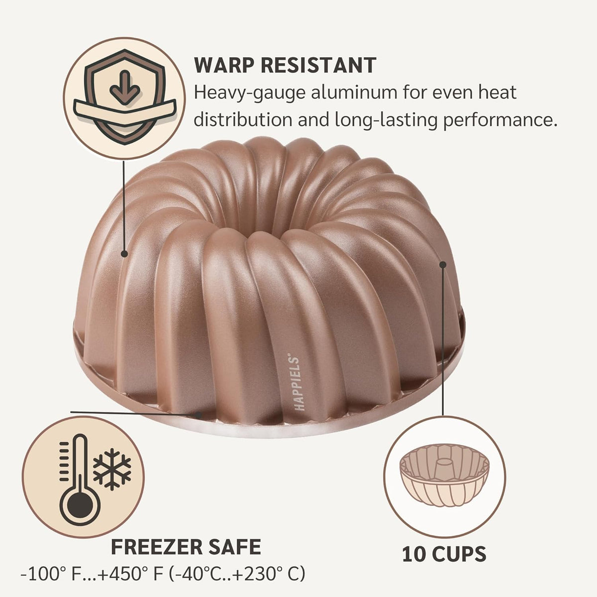 10 Cup Fluted Tube Cake Pan Nonstick, PFOA Free Fluted Cake Pan for Baking, Pound Cake Mold for Oven, Cake Molds And Cake Pans, Tube Mold, Pound Tin
