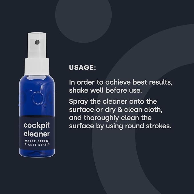 Cockpit Cleaner - Interior Cleaner - Matte Finish Detailer and Spray Sealant has Anti-Static Specs and Silver Nano Particles, Dust-Repellent, Easy Clean for Car Dashboards & Plastics - 100ml