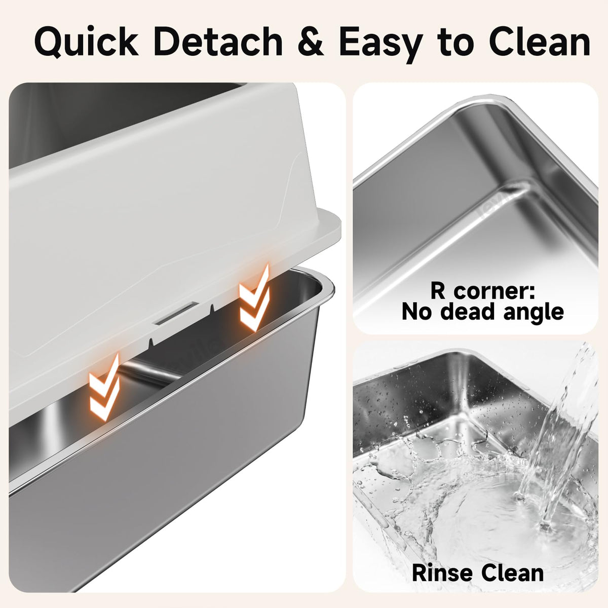 Tevila 2 Pack XL Stainless Steel Litter Box with High Sides for Large Cat