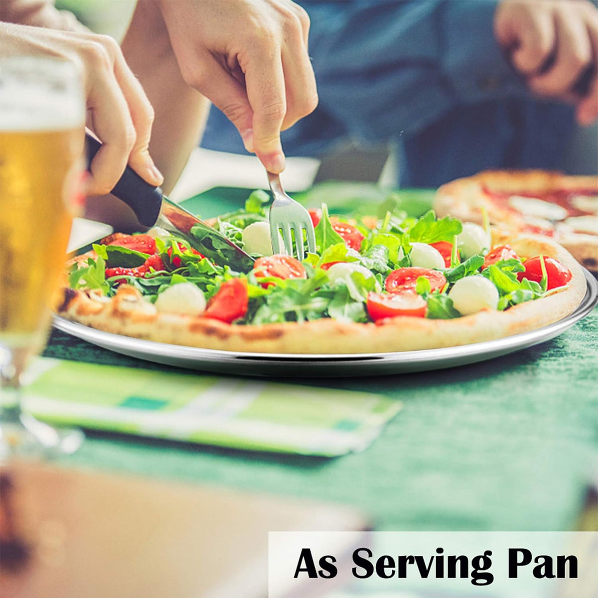 P&P CHEF Pizza Pan Bakeware for Home Kitchen, Stainless Steel Pizza Tray for Baking Pizza, Healthy & Reusable & Easy Clean, Oven & Freezer Safe, 10 Inch & Silver
