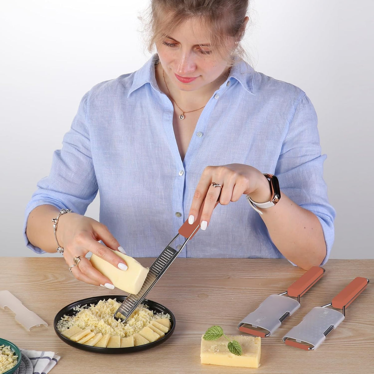 Cambom Lemon Zester Grater Three-piece Suit - Heavy Duty Kitchen Tool for Parmesan Cheese, Ginger, Garlic, Nutmeg, Chocolate, Vegetables,Fruits,Stainless Steel Grater Dishwasher Safe Red