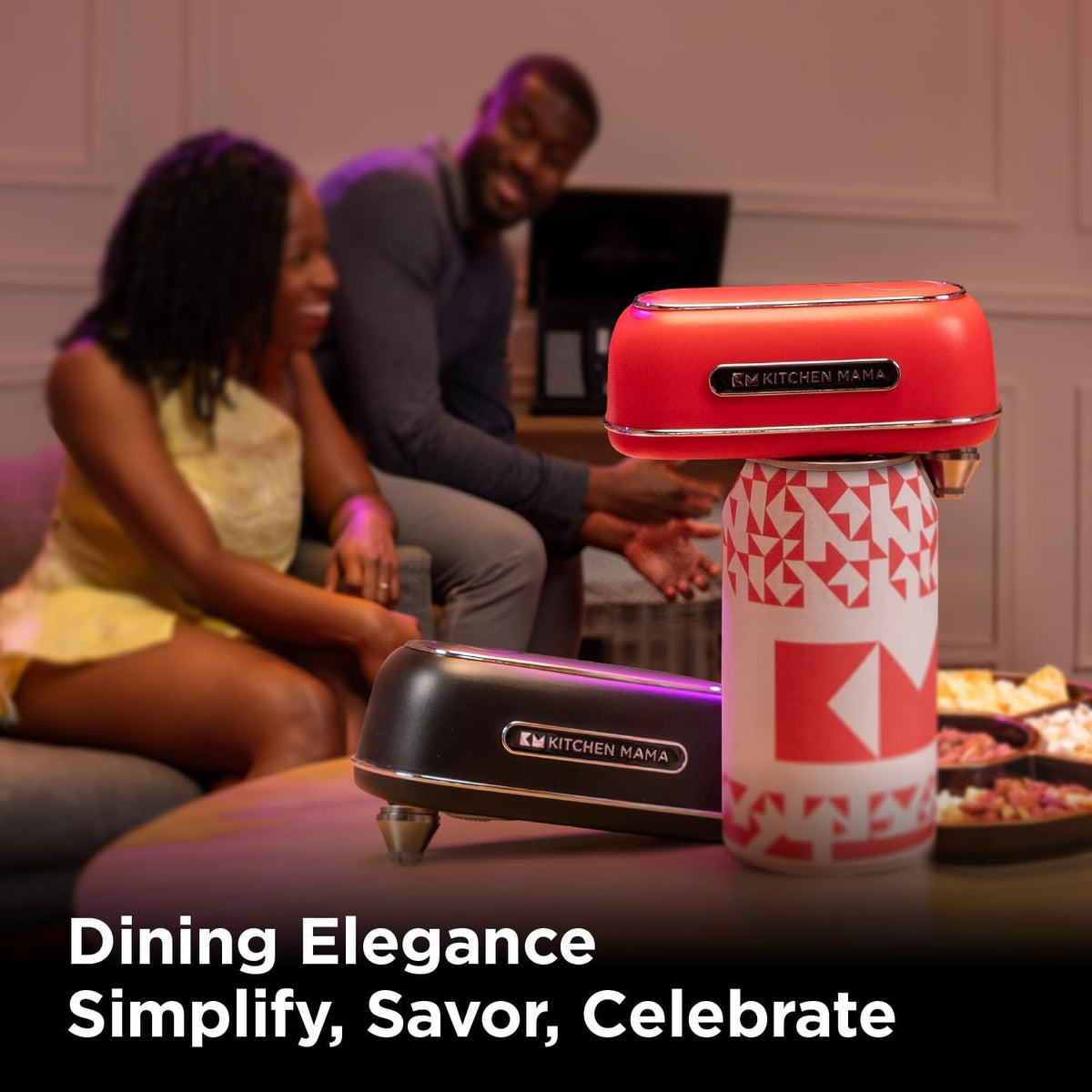 Kitchen Mama Orbit One Rechargeable Electric Can Opener: Hands-free, USB-C Charging, Automatic Stop, Smooth Edge, Safety, Blade for Large Cans, Heavy Duty, Soda Can and Pop Can, with Storage Box (Red)