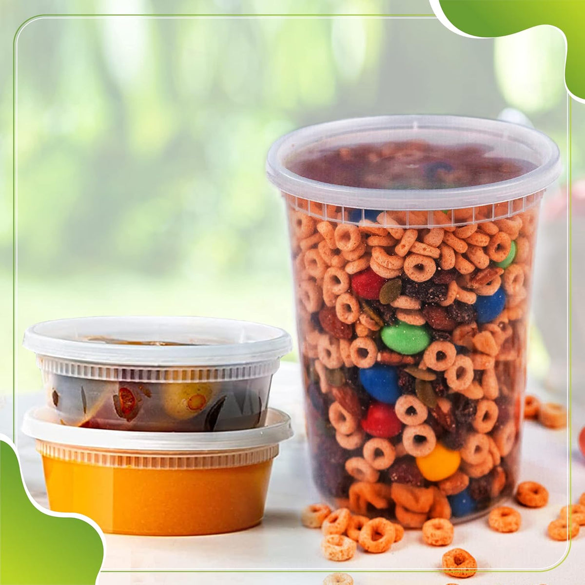 Deli Containers with Lids Leakproof - 50 Pack BPA-Free Plastic Microwaveable Clear Food Storage Container Premium Heavy-Duty Quality, Freezer & Dishwasher Safe (50 Set Combo).