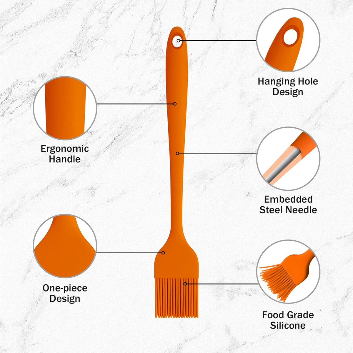 Silicone Basting Pastry Brushes, 5 Pack Heat Resistant Cooking Brush for Oil Butter Sauce, Food Brush for BBQ Grill Barbeque Kitchen Baking Cooking