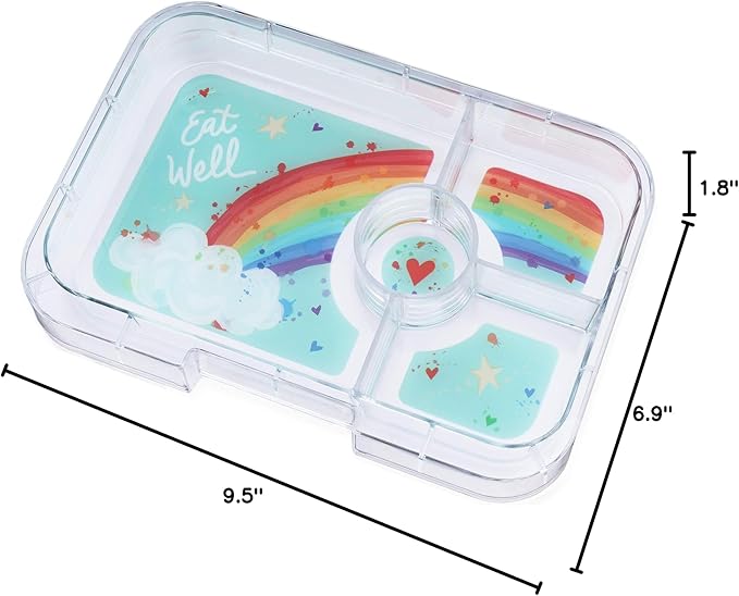 Yumbox Tapas Leakproof Bento Box, Lunch box for women, Teens and Kids, Large size, 4 compartment tray with large section for sandwich, salads plus sides and dip well (Capri Pink - Rainbow)