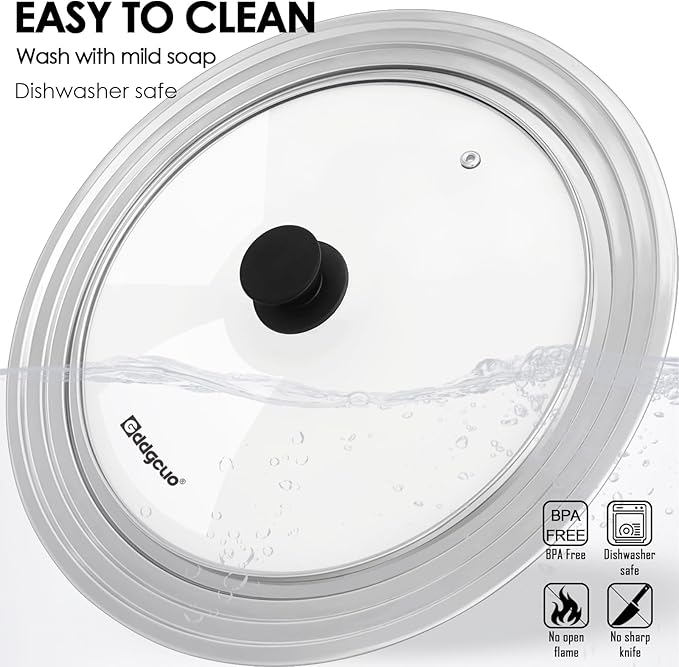 13-14-15 in Universal Pan Lid, Extra Large Stainless Steel Pot Lid for Pots, Pans, Skillets, Replacement Frying Pan Lid with Heat Resistant Silicone Knob, Dishwasher Safe