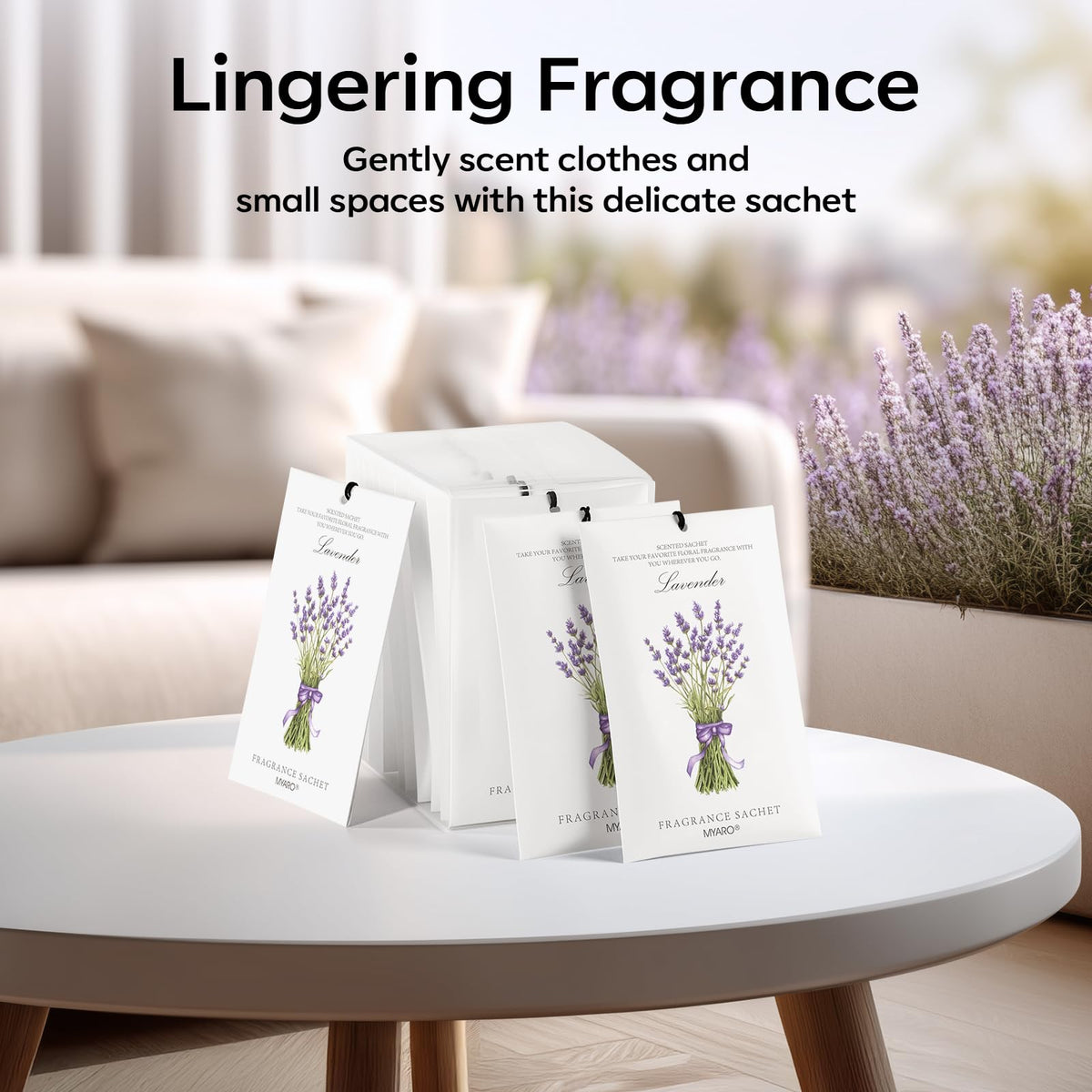 MYARO 12 Pack Lavender Scented Sachets, Closet Deodorizer Car Air Freshener