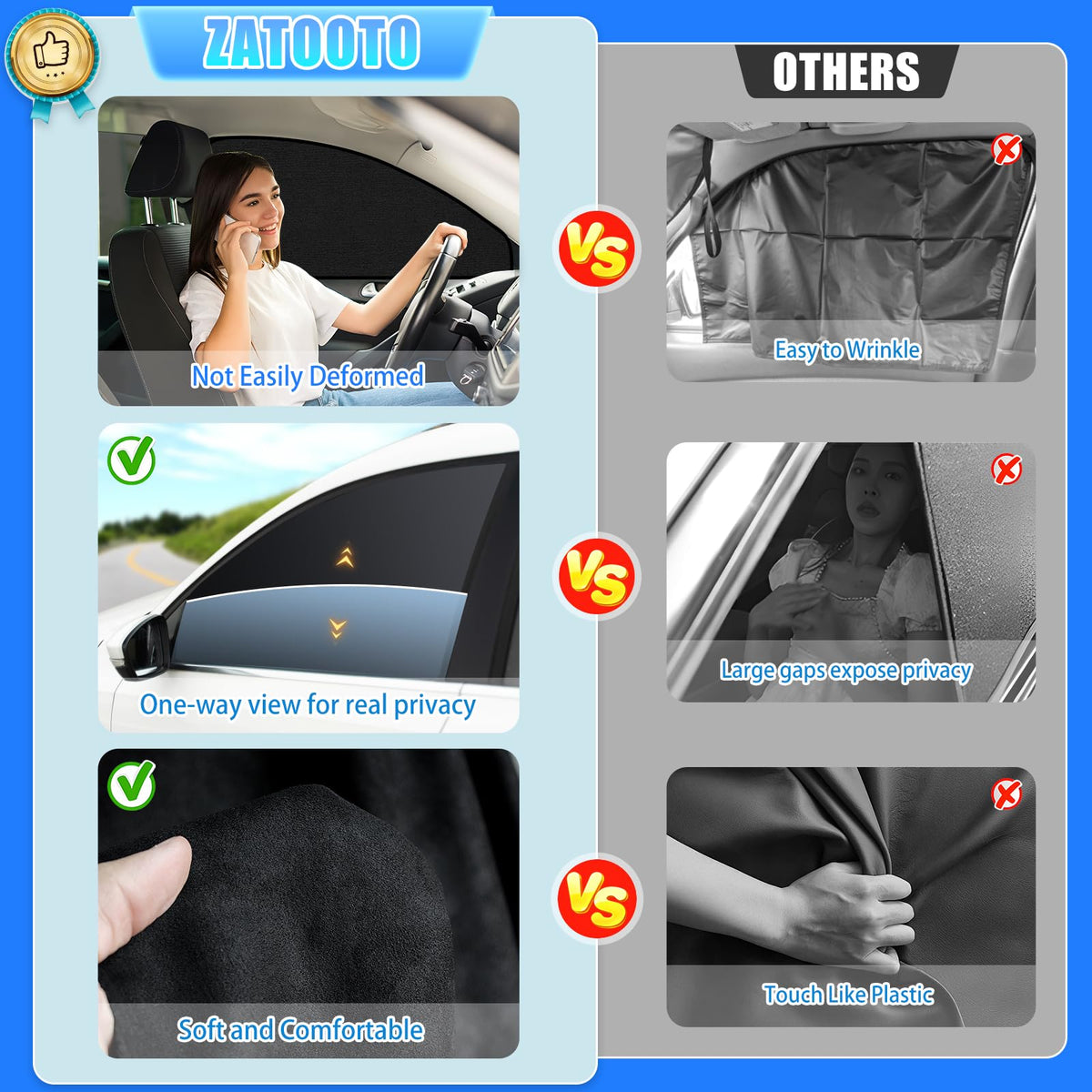 ZATOOTO Magnetic Car Window Shades 4PCS, Car Window Covers Ultimate Privacy