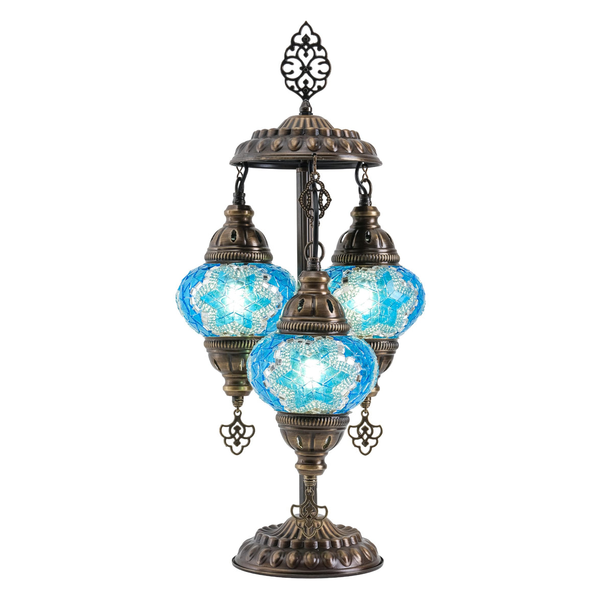 Mozaist Turkish Mosaic 3 Globe Table Lamp, E12 Bulbs Included, US Plug