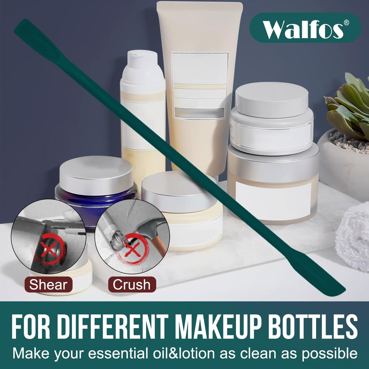 Walfos Silicone Spatula Set of 7 - (600°F) High Heat Resistant Dark Green Kitchen Scraper Spatulas, One-Pieces Seamless Design, Perfect for Cooking Mixing & Baking - BPA Free and Dishwasher Safe