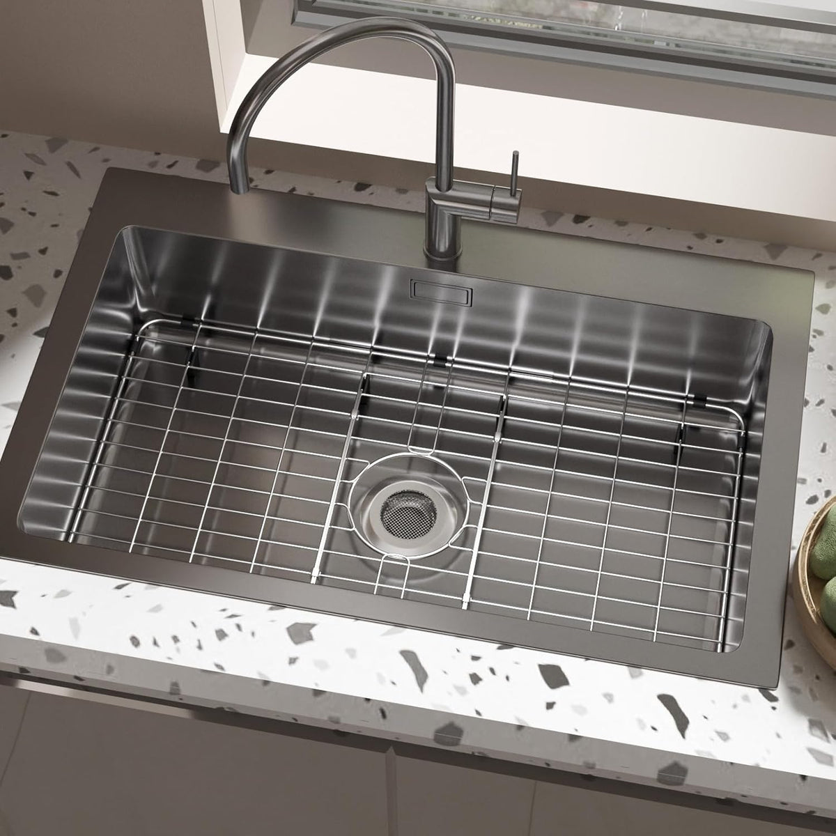 Sink Protectors for Kitchen Sink, Sink Grate Grid for Bottom of Sink, Metal Sink Rack, Bottom Basin Rack, Stainless Steel, 28" x 15"