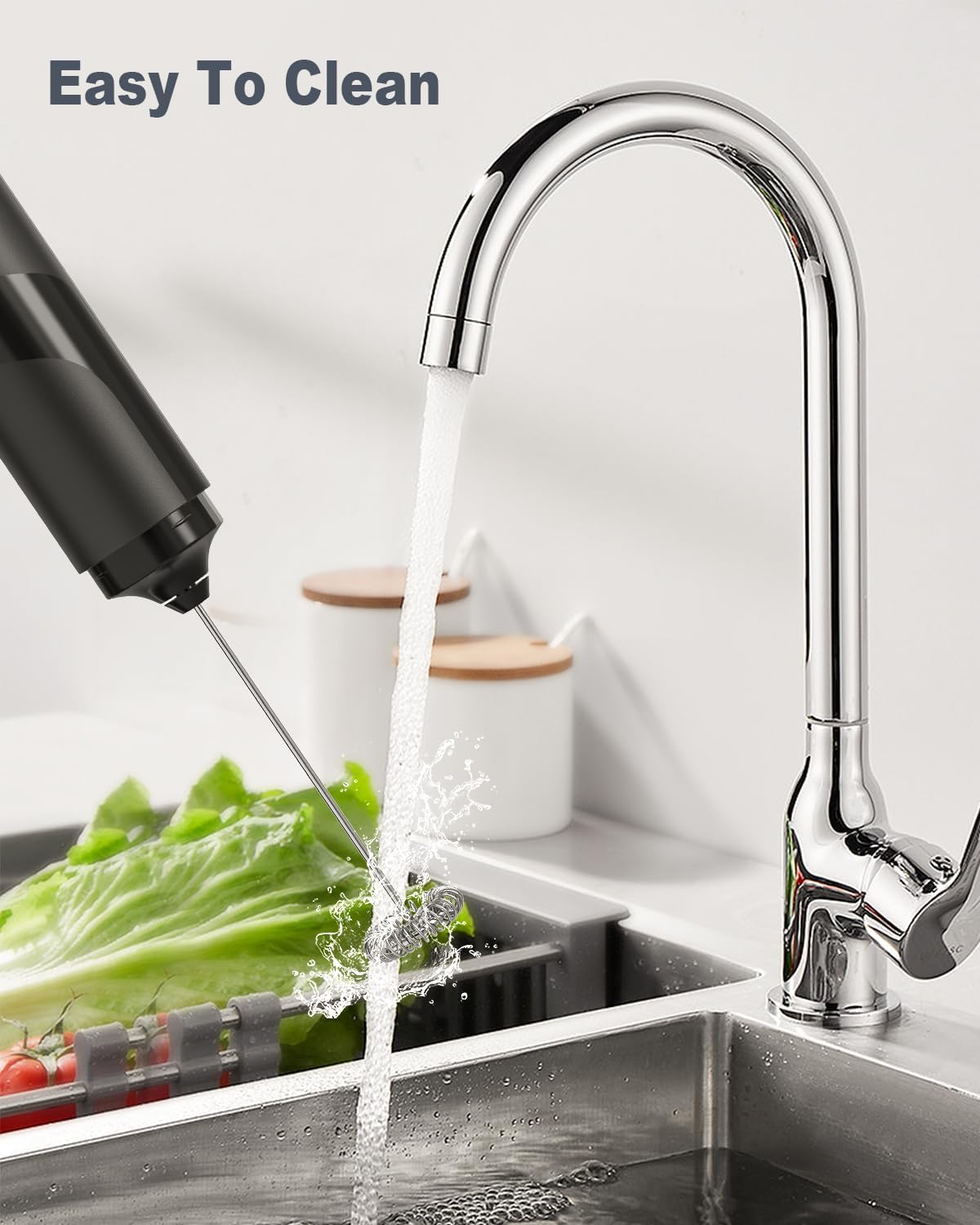 Milk Frother Handheld with Cover, Battery-Operated Electric Foam Maker Frother Wand, Whisk Drink Mixer & Foamer for Coffee, Latte, Matcha, Hot Chocolate