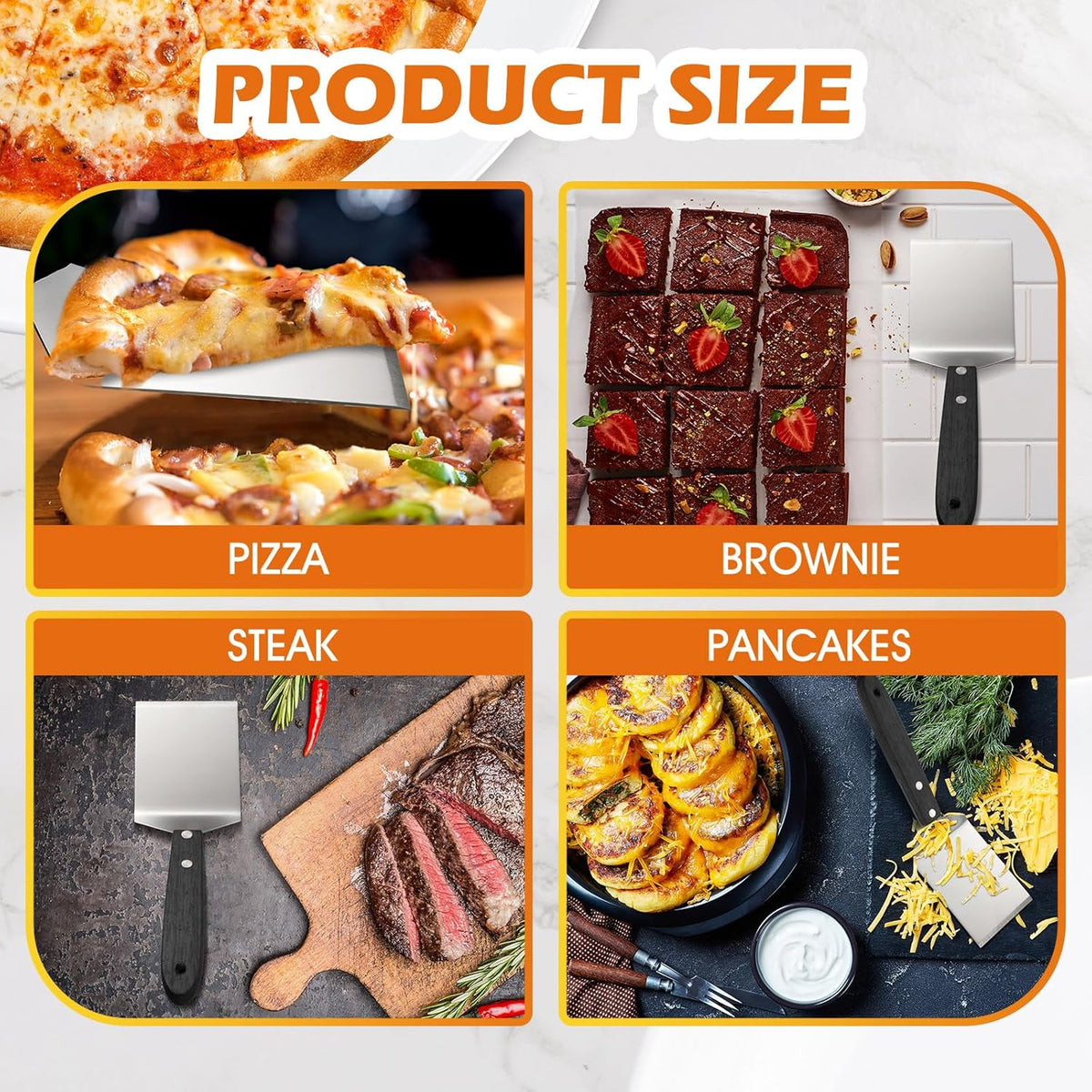 BBTO 20 Pcs Small Brownie Cookie Pizza Spatula Pie Server Stainless Steel Cake Serving Spatula Baking Triangular Spade Wood Handle Shovel for Desserts Pizza Pie Cake Biscuit (Black)