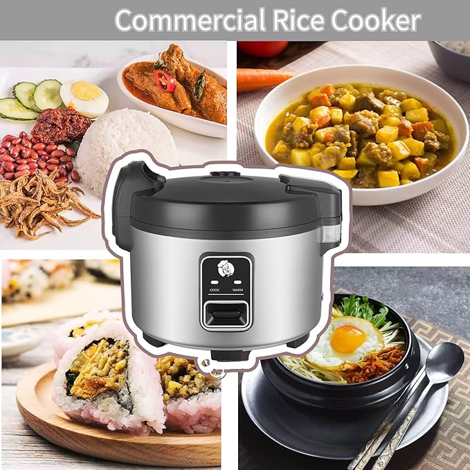 15.8QT Large Commercial rice cooker 84 cups cooked / 32 cups uncooked rice Commercial Electiric Rice Warmer for 60-70 people, with One-Touch Operation