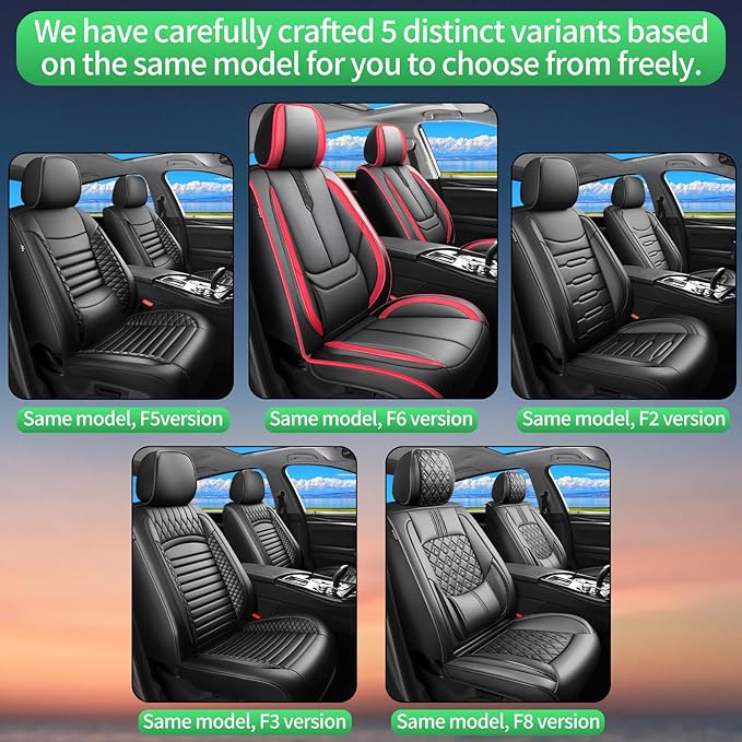 Fit Forester Car Seat Covers for Subaru Forester 2007-2024 2025 2026 -Upgraded Premium Waterproof & Breathable Leather,Airbag Compatible,All-Weather Seat Cushion Protector,2 Front/Black-Red