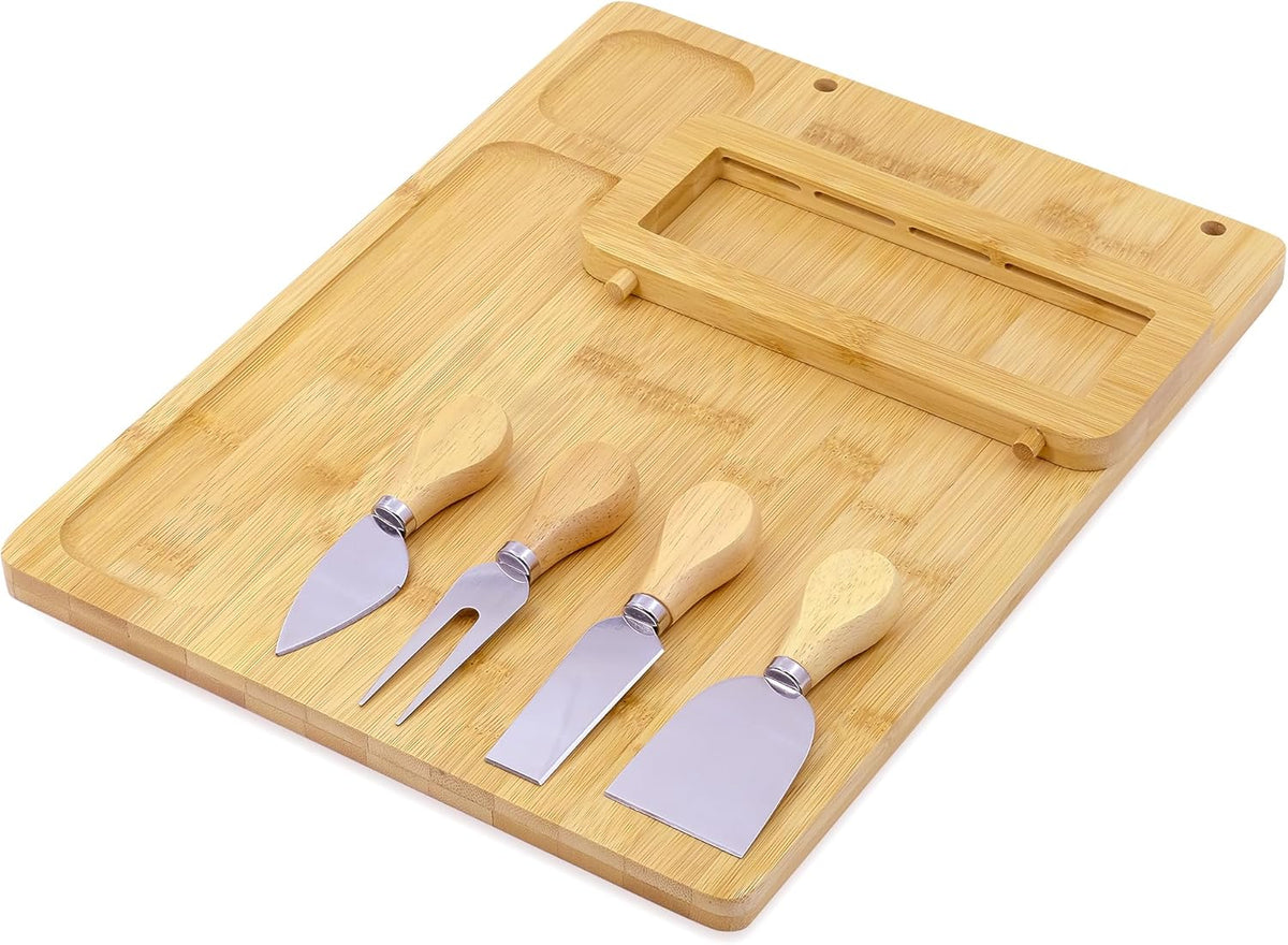 Bamboo Charcuterie Boards Cheese Board Knife Set14‘’x11‘’,House Warming Gifts for New Home Gift for Mom Couples Bridal Shower Bridesmaid Gifts (13 x 10 x 0.59 inches)