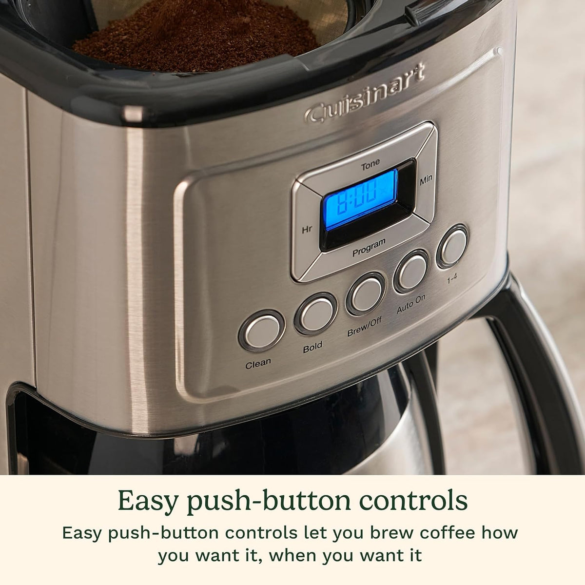 Cuisinart 12-Cup Coffee Maker, Programmable PerfecTemp Thermal Carafe Coffee Machine with 1-4 Cup Setting, Brew Strength Control and Brew Pause, Stainless Steel, DCC-3400NAS, Silver